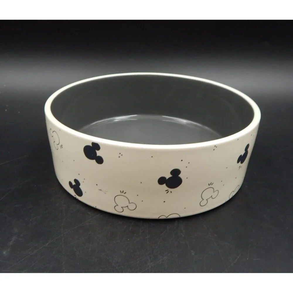 Disney Mickey Mouse Watercolor Silhouette Non-Skid Ceramic Pet Bowl 40 Oz Grey